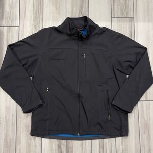 FREE TECH Men's Jacket Men's L Full Zip Black Softshell Coat Jacket Ski Layer